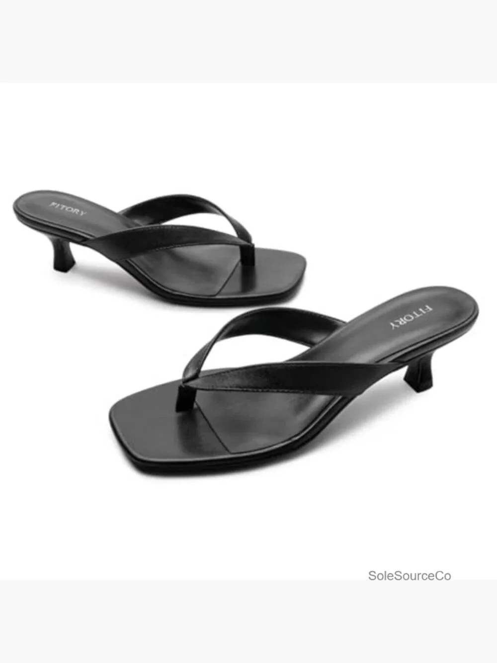 Women's Square Toe Kitten Heel Flip Flop Sandals